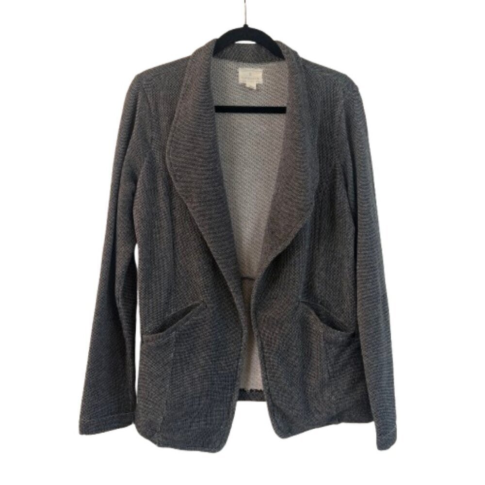 Nordstrom Caslon Nubby Knit Soft Blazer Charcoal Gray Size Large